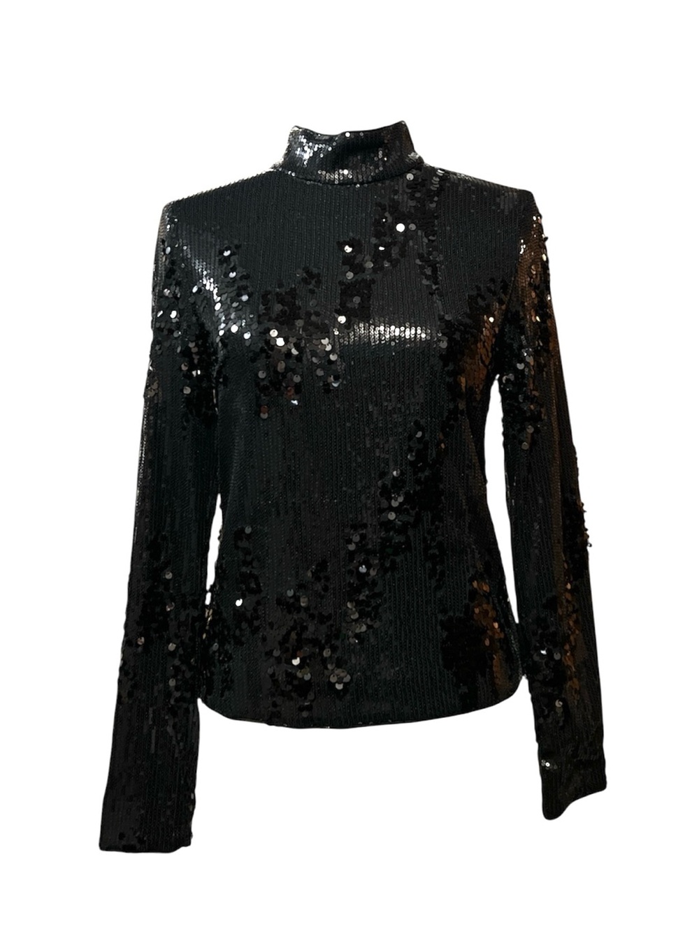 SAINT LAURENT Long Sleeve High Neck Sequined Top